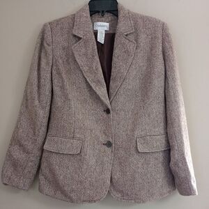 Chadwick's Brown Wool Blend Two Button Blazer Lined Size 8 Petite